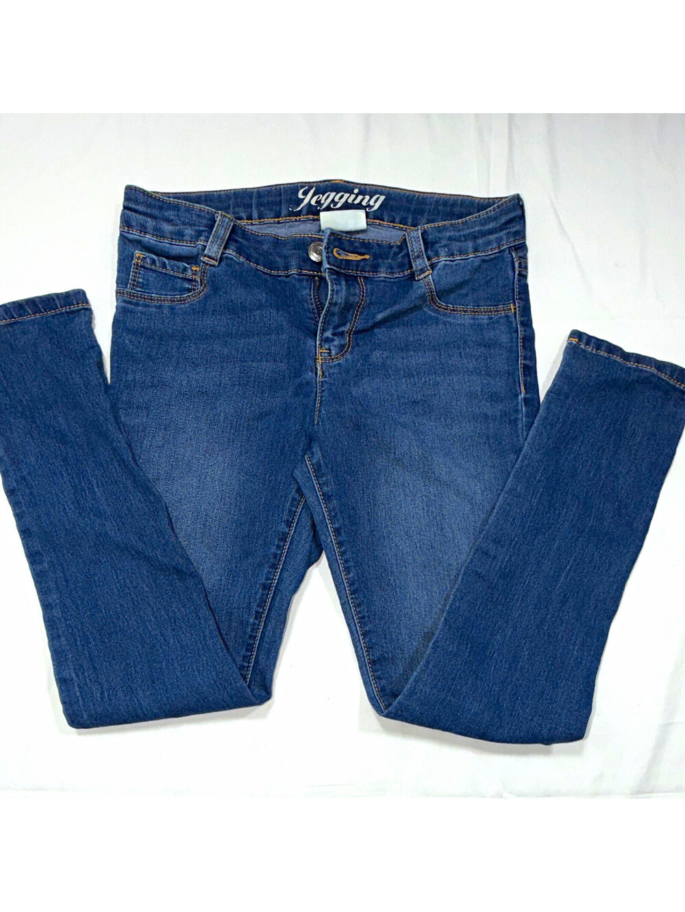 Crazy 8 Girls Slim Jegging Jeans Size 10 Blue Denim Medium Wash Zip Button